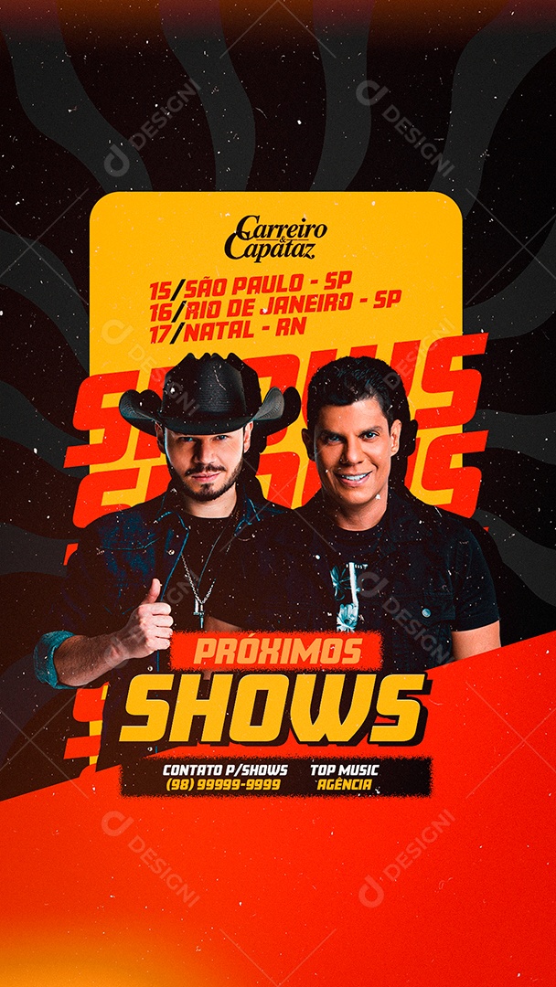 Story Próximos Shows Flyer Carreiro & Capataz Social Media PSD Editável