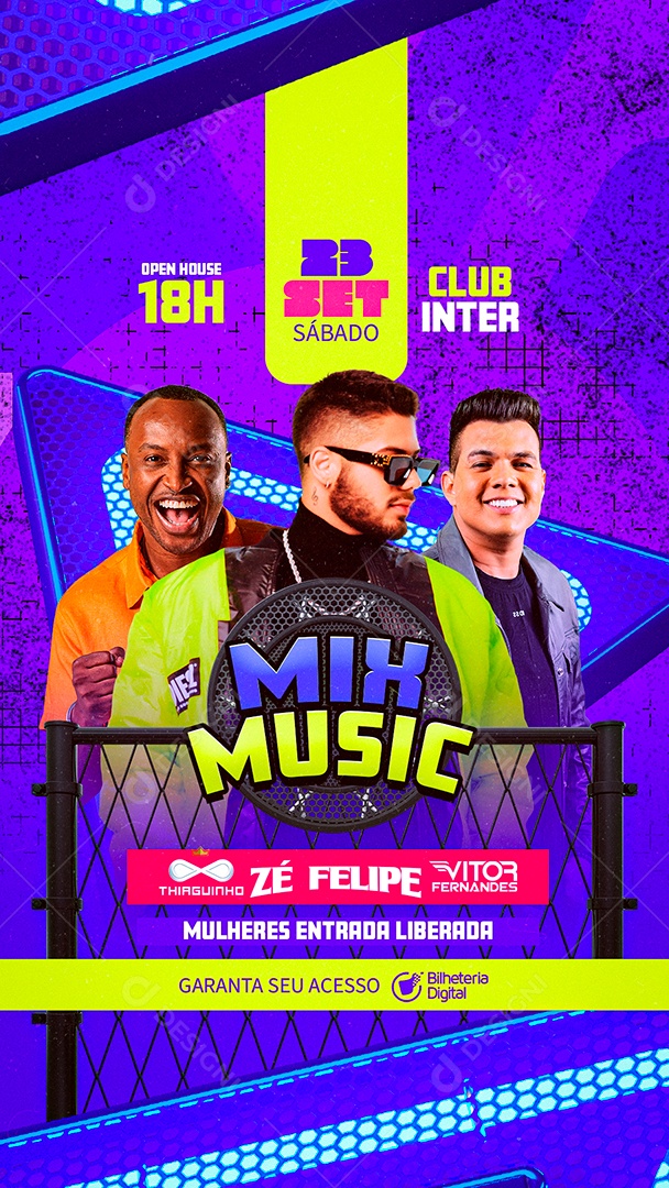 Story Mix Music Flyer Thiaguinho Zé Felipe Vitor Fernandes Social Media PSD Editável