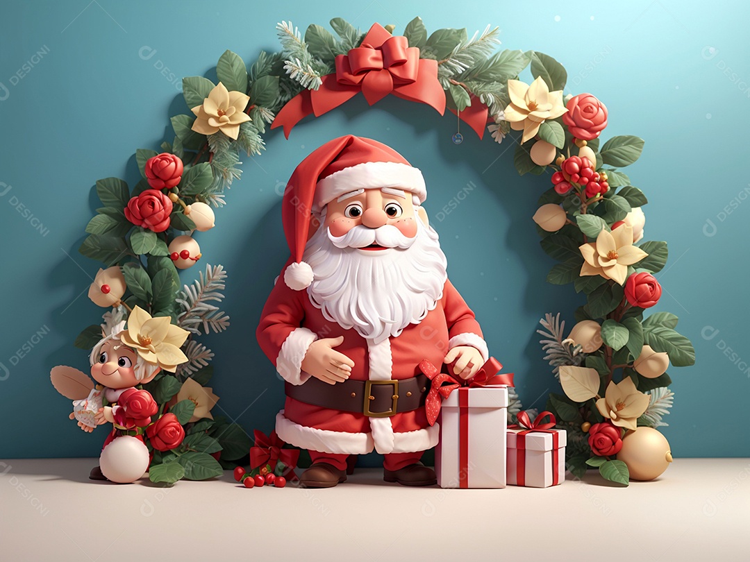 Ilustração Papai Noel com presentes