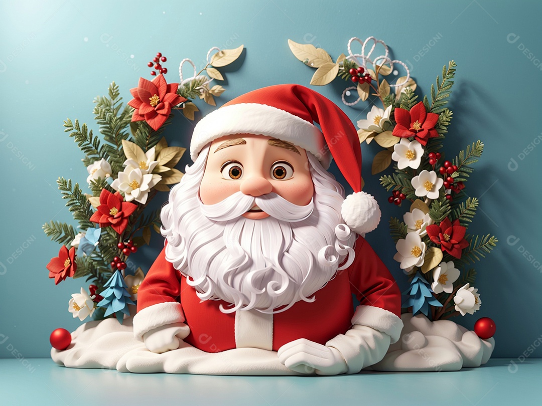 Ilustração Papai Noel com presentes