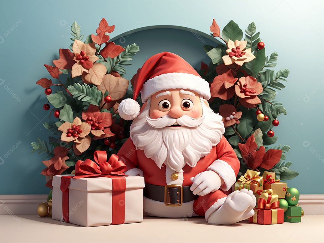 Ilustração Papai Noel com presentes