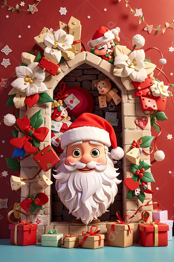 Ilustração Papai Noel com presentes