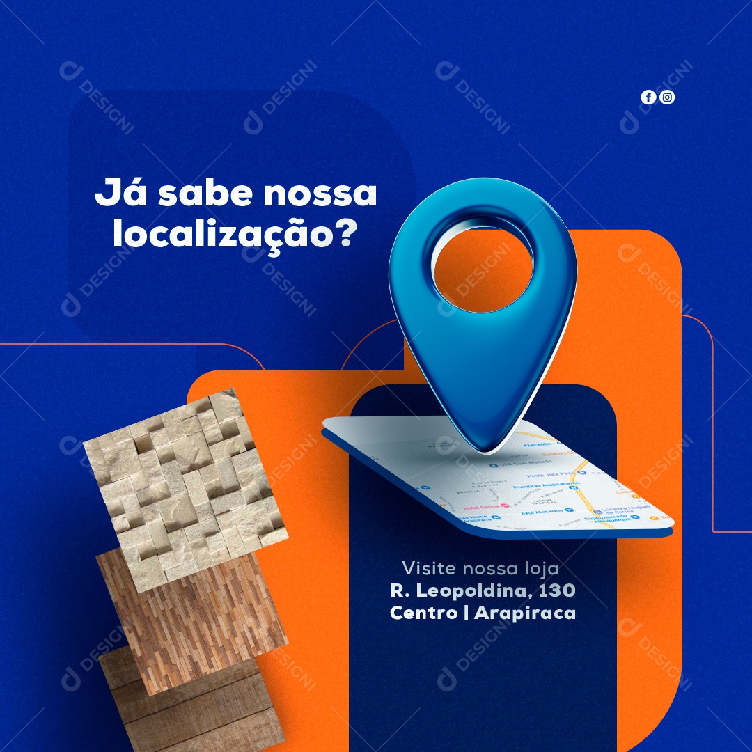 Loja de Pisos Já Sabe Nossa Localização? Social Media PSD Editável