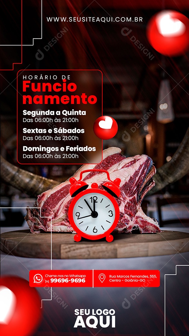 Social Media Story Horários De Funcionamento Açougue PSD Editável