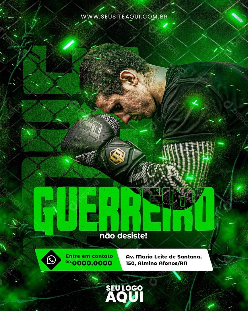 Guerreiro Não Desiste Academia Social Media PSD Editável
