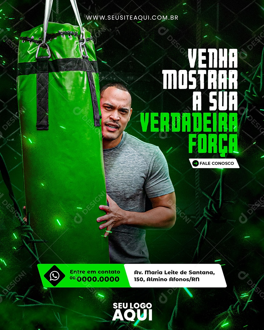 Venha Mostrar a Sua Força Academia Social Media PSD Editável