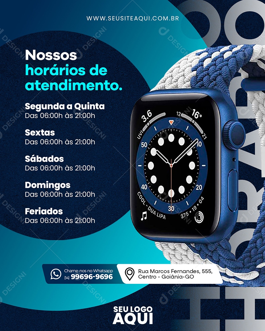 Social Media Nossos Horários De Atendimento PSD Editável