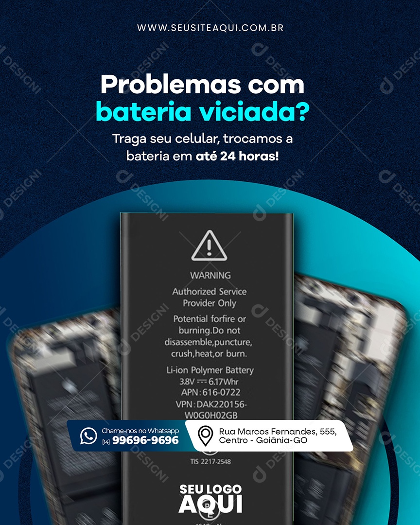 Problemas Com Bateria Viciada Social Media PSD Editável