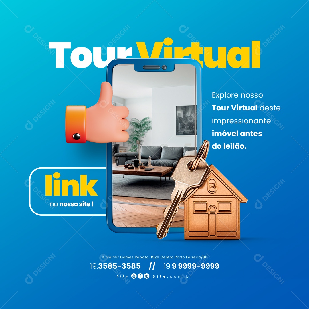 Leilão de Imóveis Tour Virtual Social Media PSD Editável