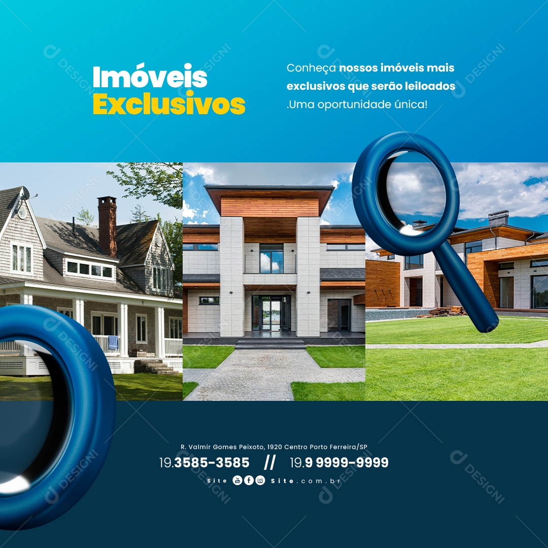 Leilão de Imóveis Exclusivos Social Media PSD Editável