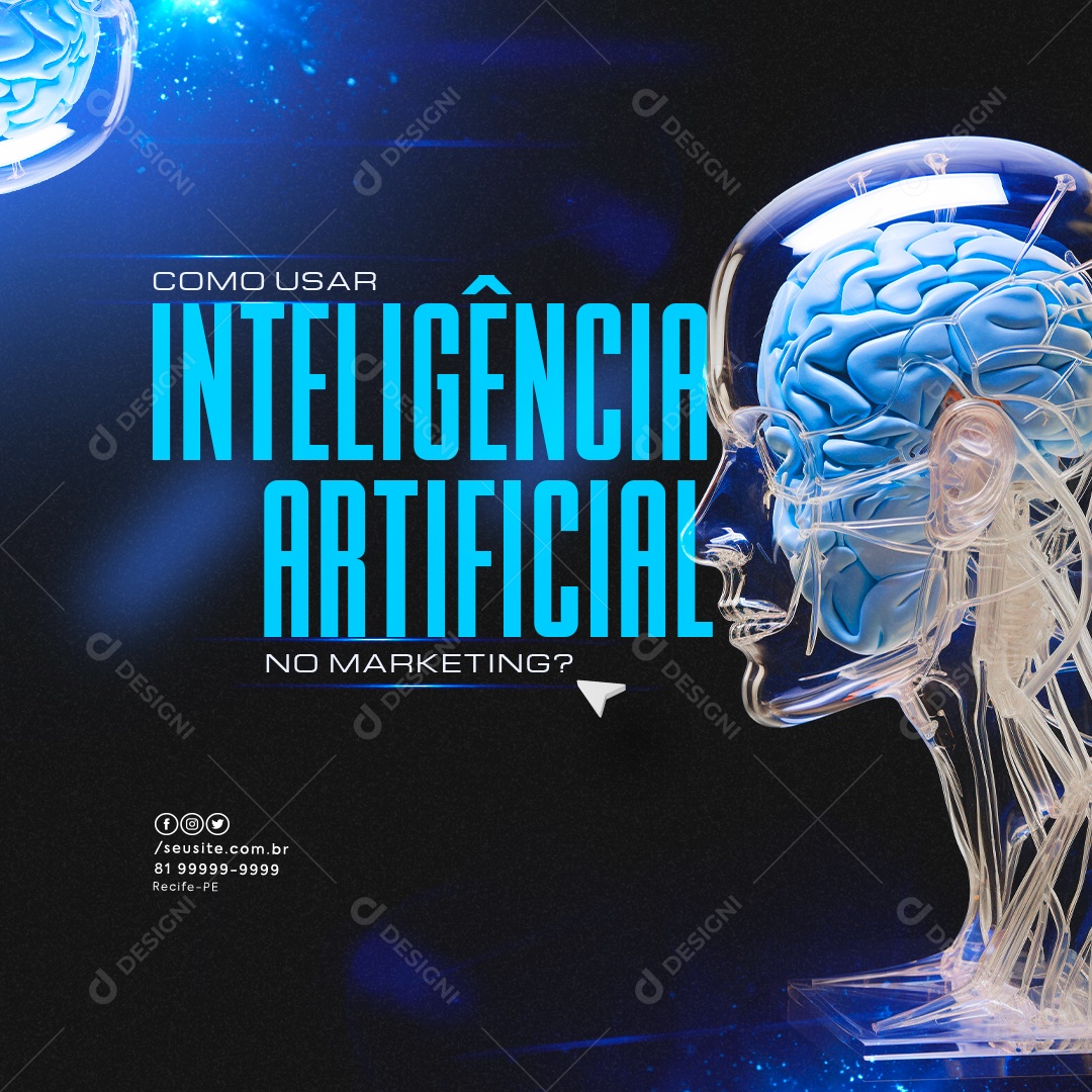 Marketing Digital Como usar Inteligência Artificial Social Media PSD Editável