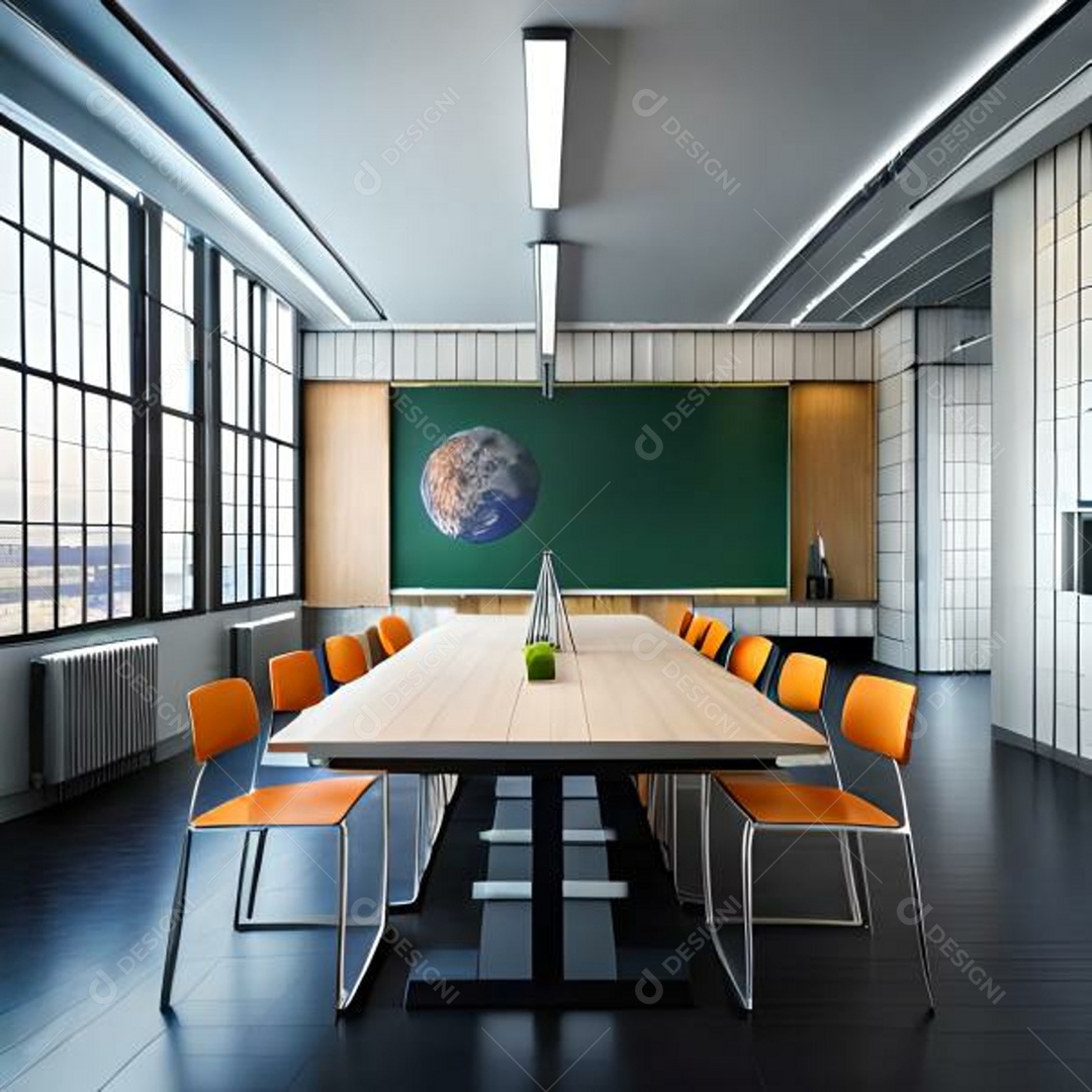 Bela sala de aula moderna com quadro negro