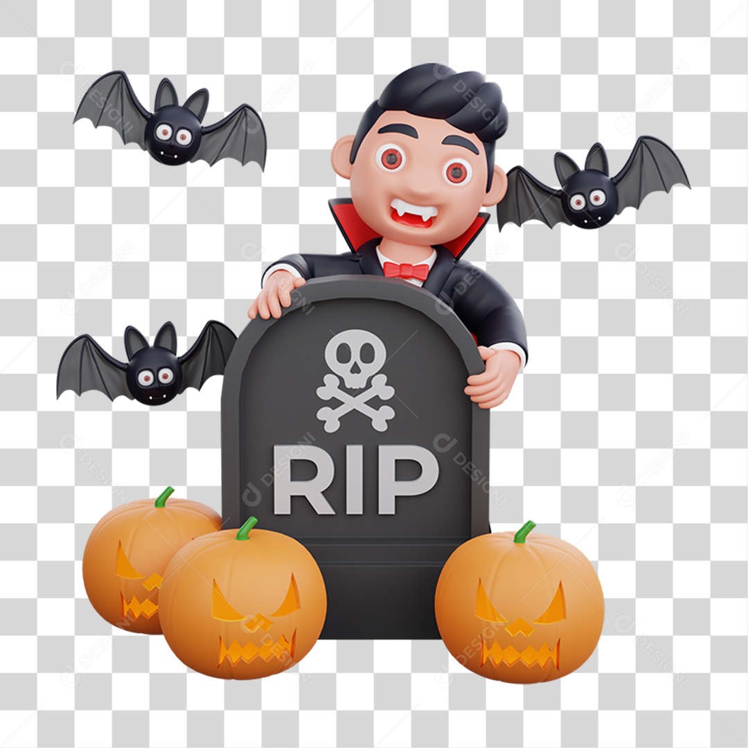 Elemento 3D Vampiros Dia das Bruxas PNG Transparente