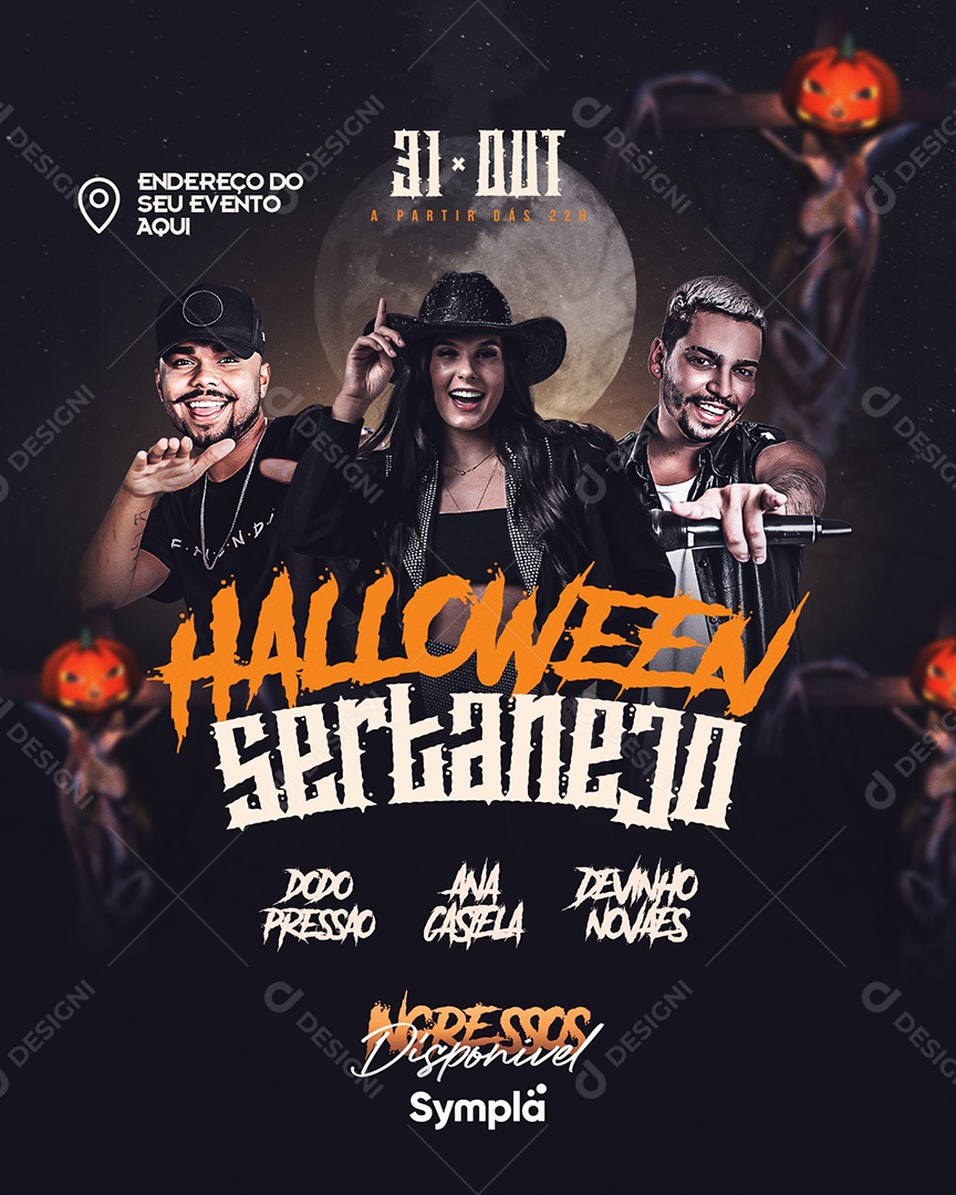 Social Media Flyer Feed Halloween Sertanejo PSD Editável