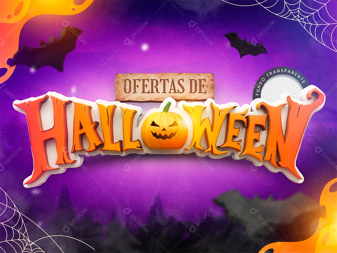 Ofertas de Halloween Selo 3D para Composição PSD