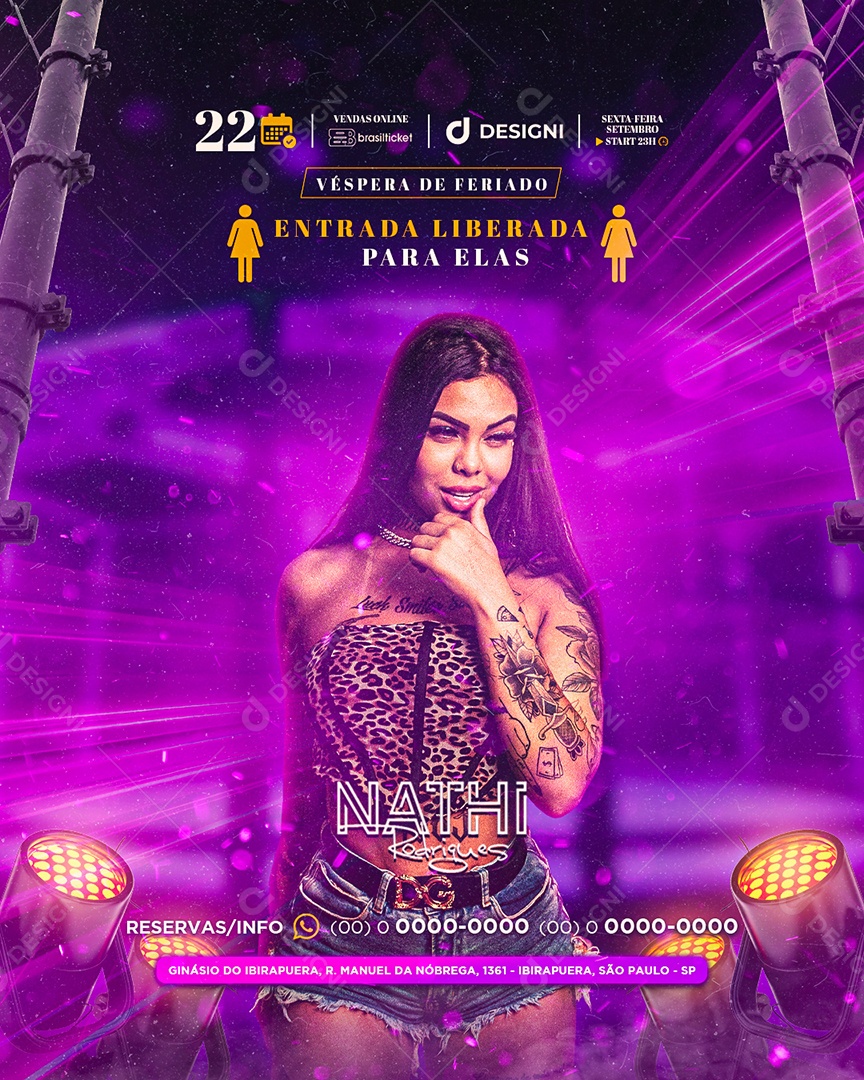 Flyer DJ Nathi Rodrigues Social Media PSD Editável