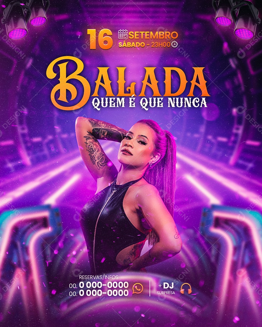 Flyer Balada Quem é Que Nunca + DJ Surpresa Social Media PSD Editável