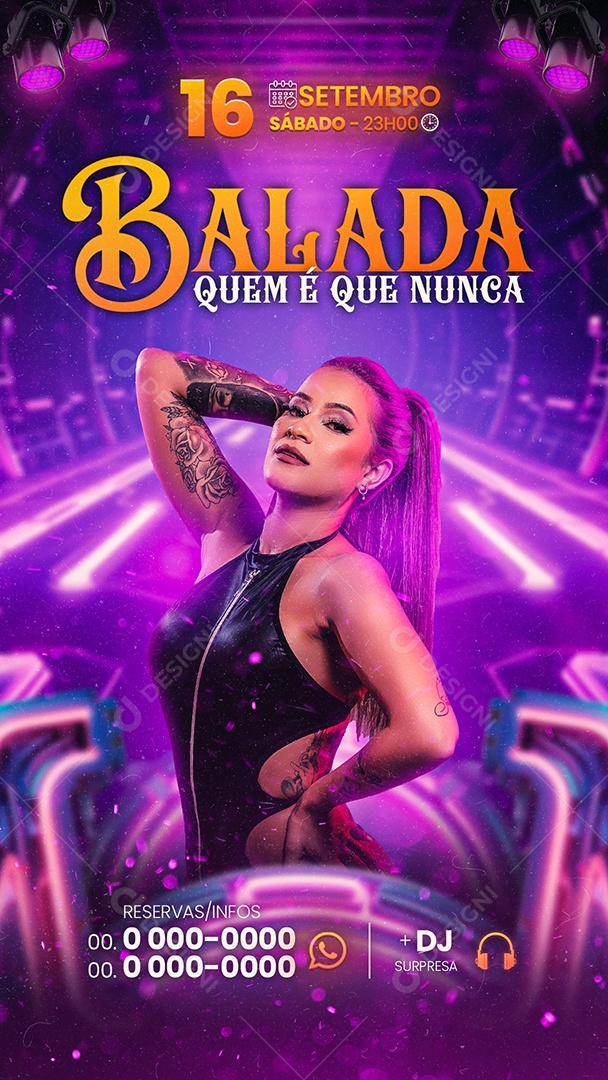 Story Flyer Balada Quem é Que Nunca + DJ Surpresa Social Media PSD Editável