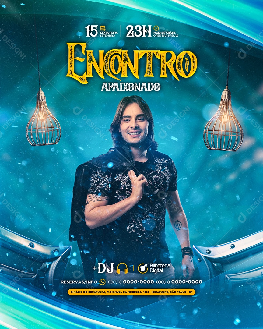 Flyer Encontro Apaixonado DJ Social Media PSD Editável