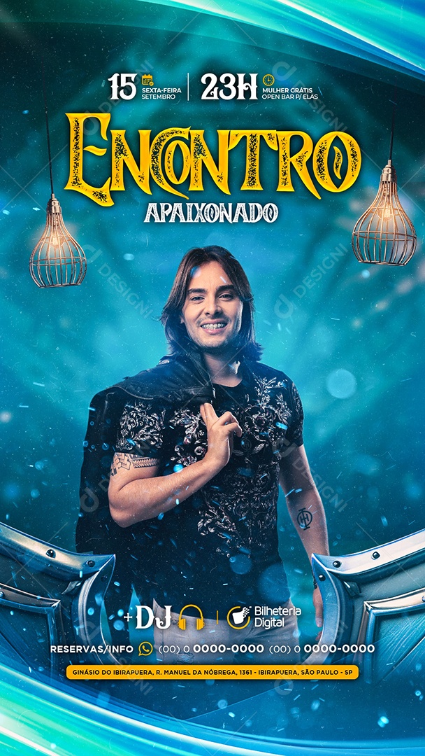 Story Flyer Encontro Apaixonado DJ Social Media PSD Editável