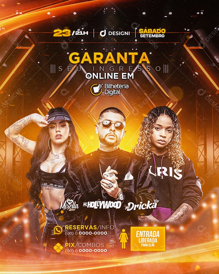 Flyer Mc Mirella mc Hollywood Mc Dricka Social Media PSD Editável