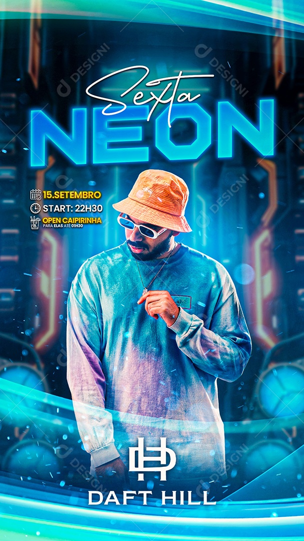 Story Flyer Sexta Neon Daft Hill Social Media PSD Editável