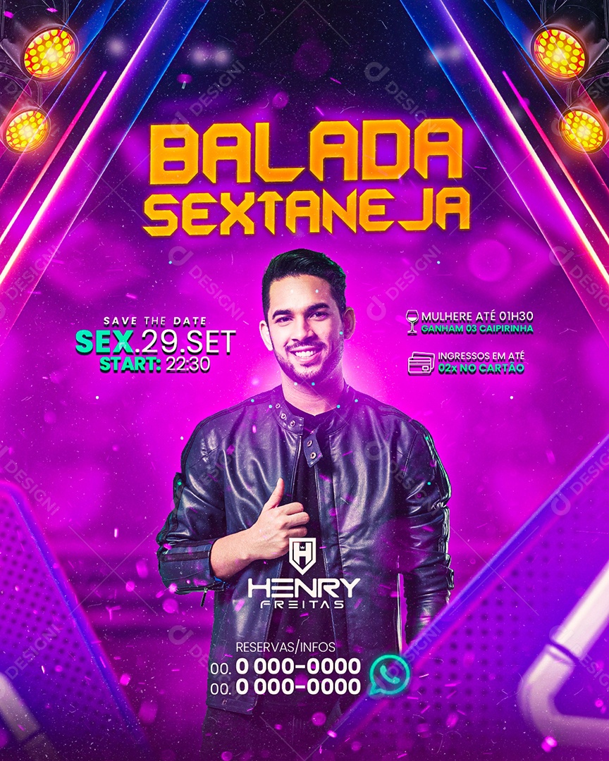 Flyer Balada Sextaneja Henry Freitas Social Media PSD Editável