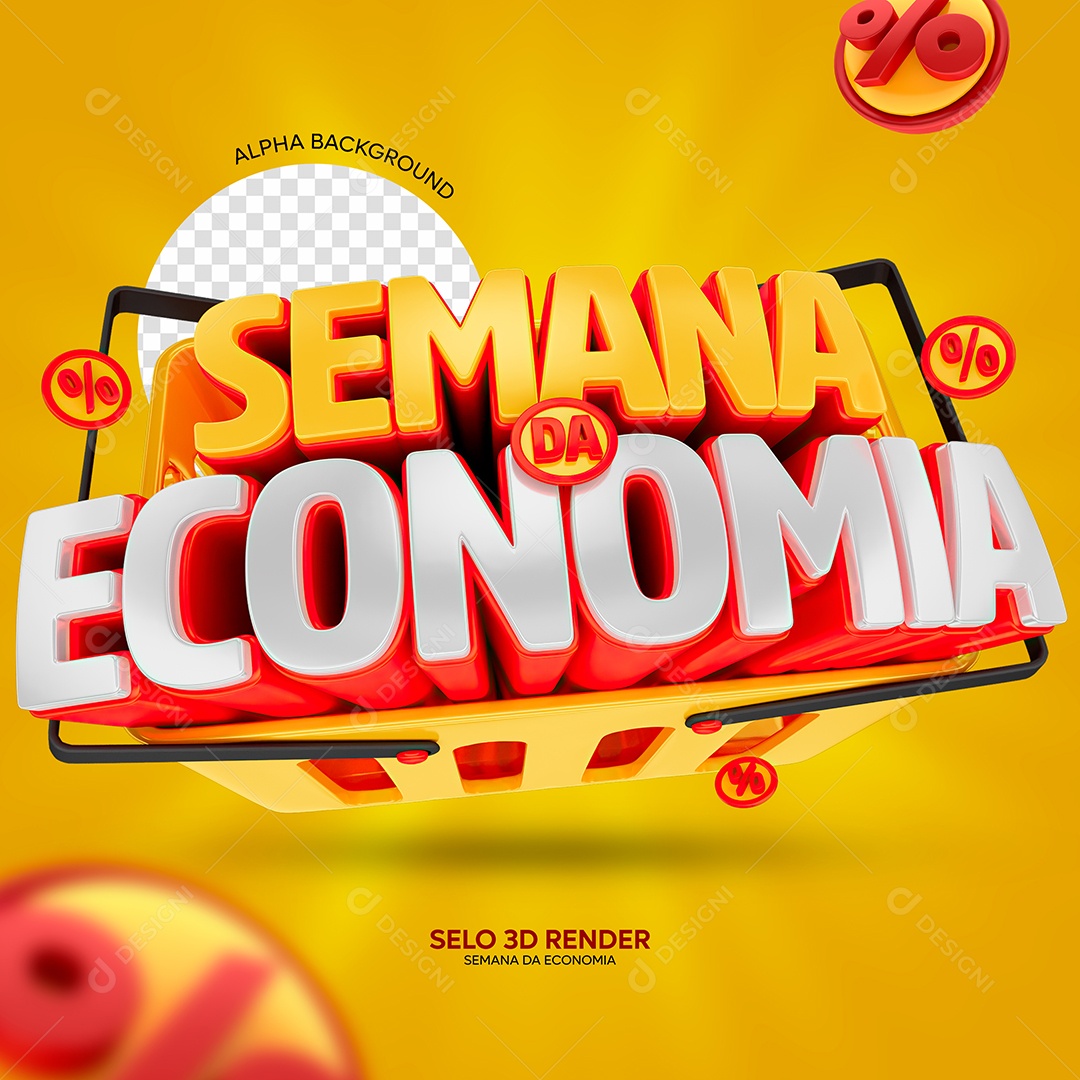 Selo 3D Semana Da Economia Para Composição PSD