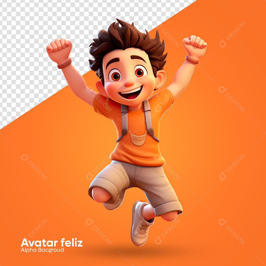 Avatar 3D Menino Feliz Para Composição PSD