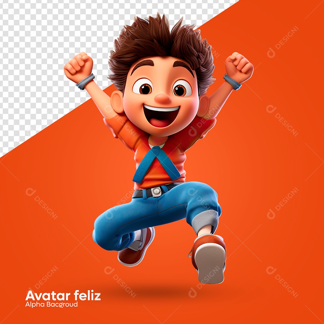 Menino Feliz Avatar 3D Para Composição PSD