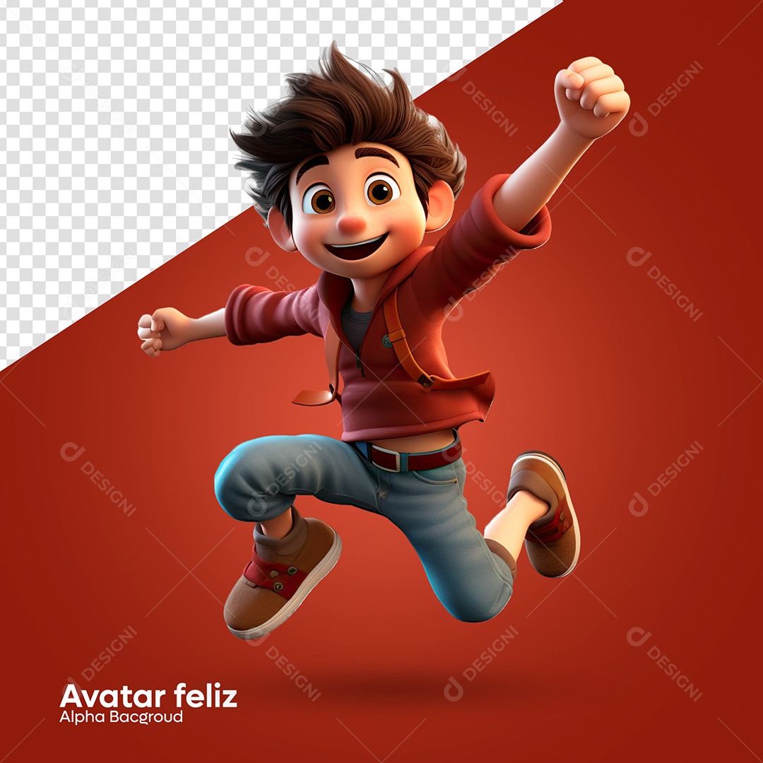 Avatar 3D Menino Feliz Para Composição PSD