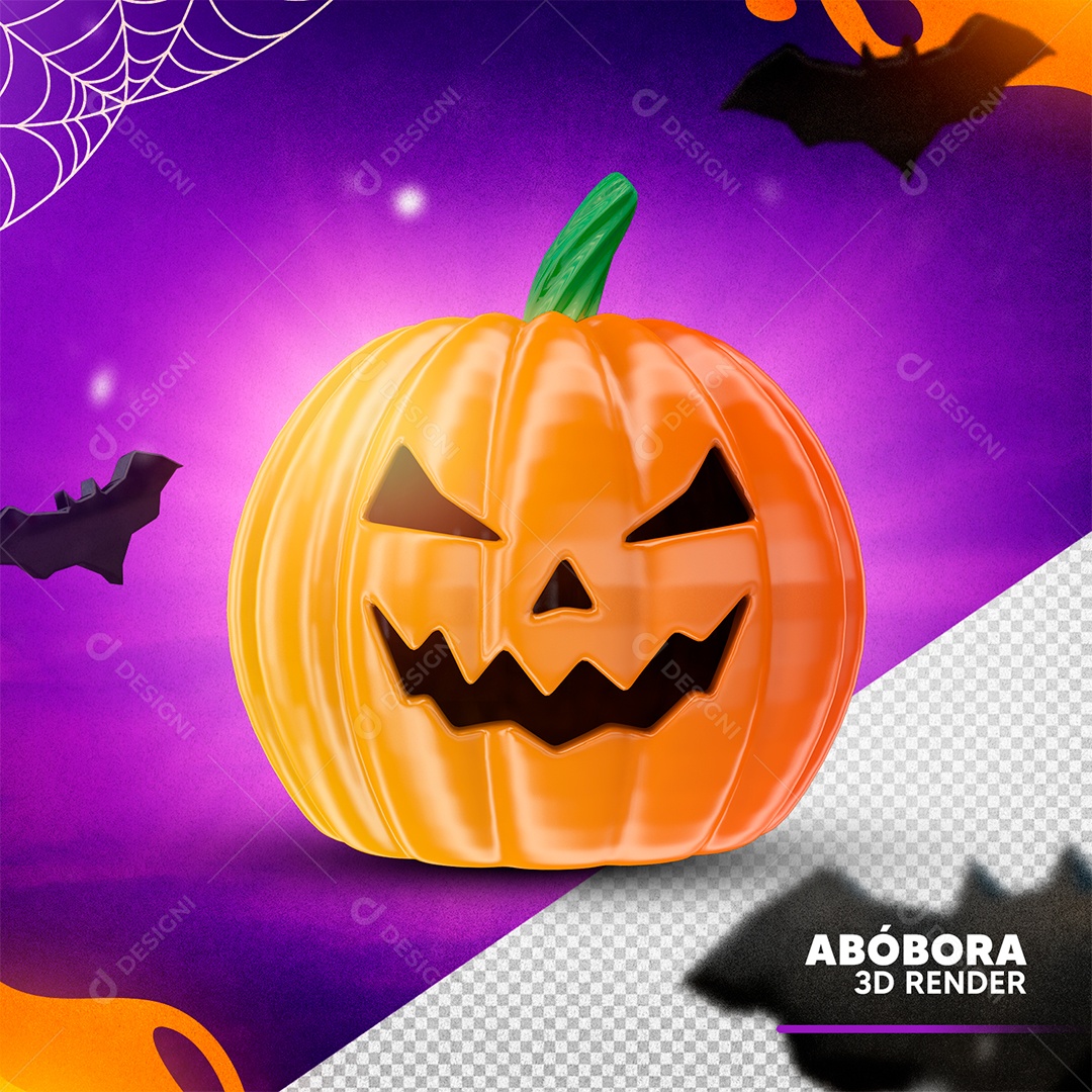 Abóbora de Halloween Elemento 3D para Composição PSD