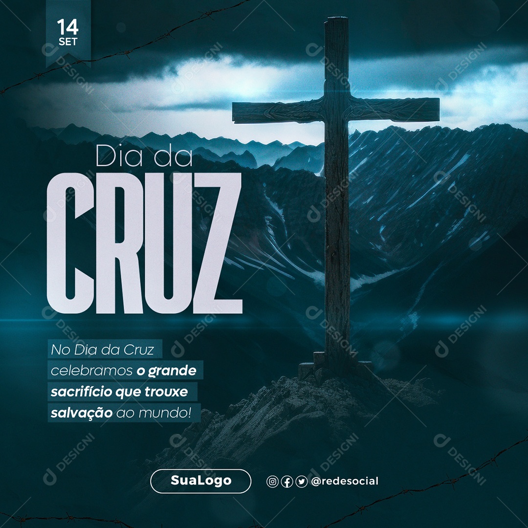 Social Media Dia Da Cruz Salvação Ao Mundo PSD Editável