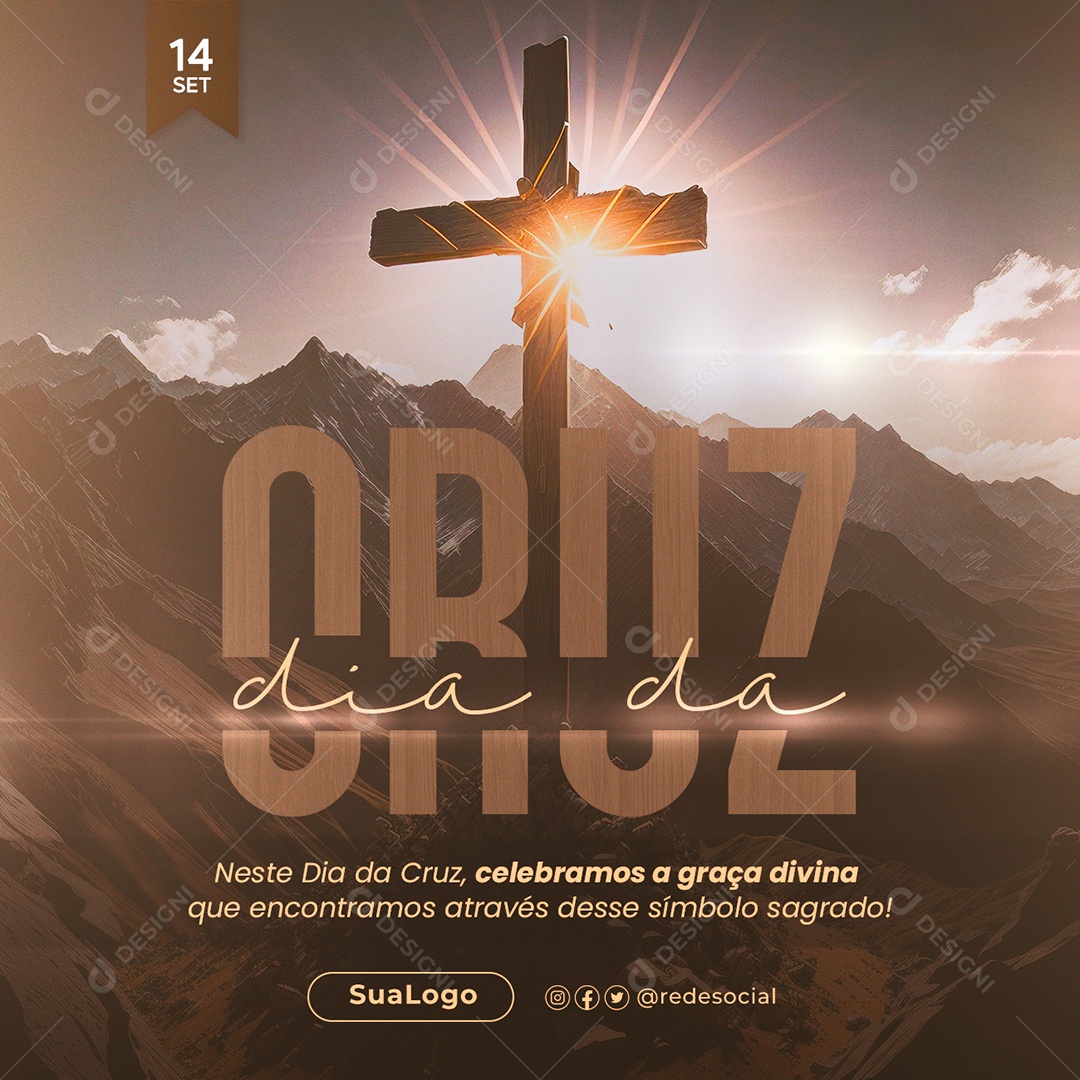 Social Media Dia Da Cruz Celebramos A Graça Divina PSD Editável