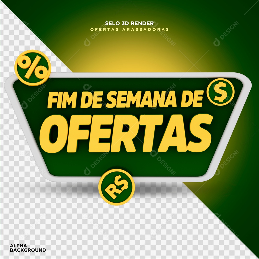 Weekend Offers Green Gold 3D Stamp for PSD Composition