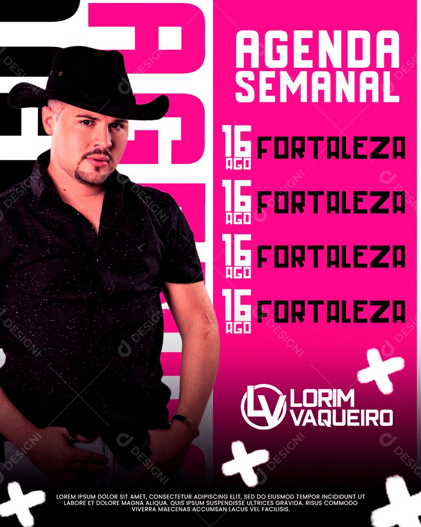 Flyer Agenda Semanal Lorim Vaqueiro Social Media PSD Editável