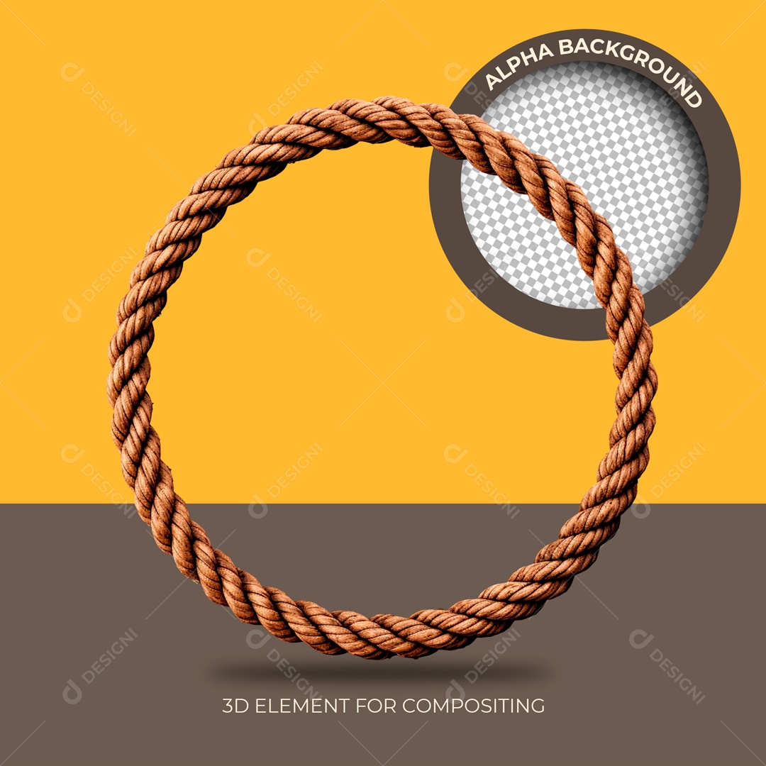 Círculo de Corda Elemento 3D para Composição PSD