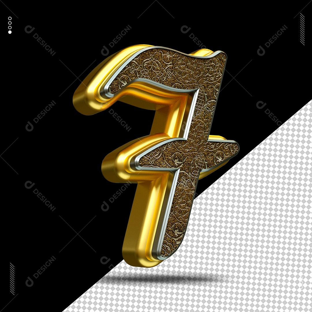 Número 8 Medieval Elemento 3D para Composição PSD