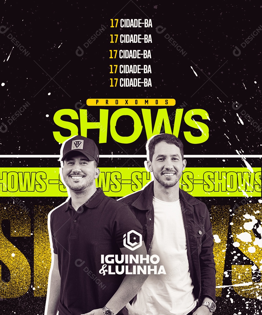 Flyer Próximos Shows Iguinho & Lulinha Social Media PSD Editável
