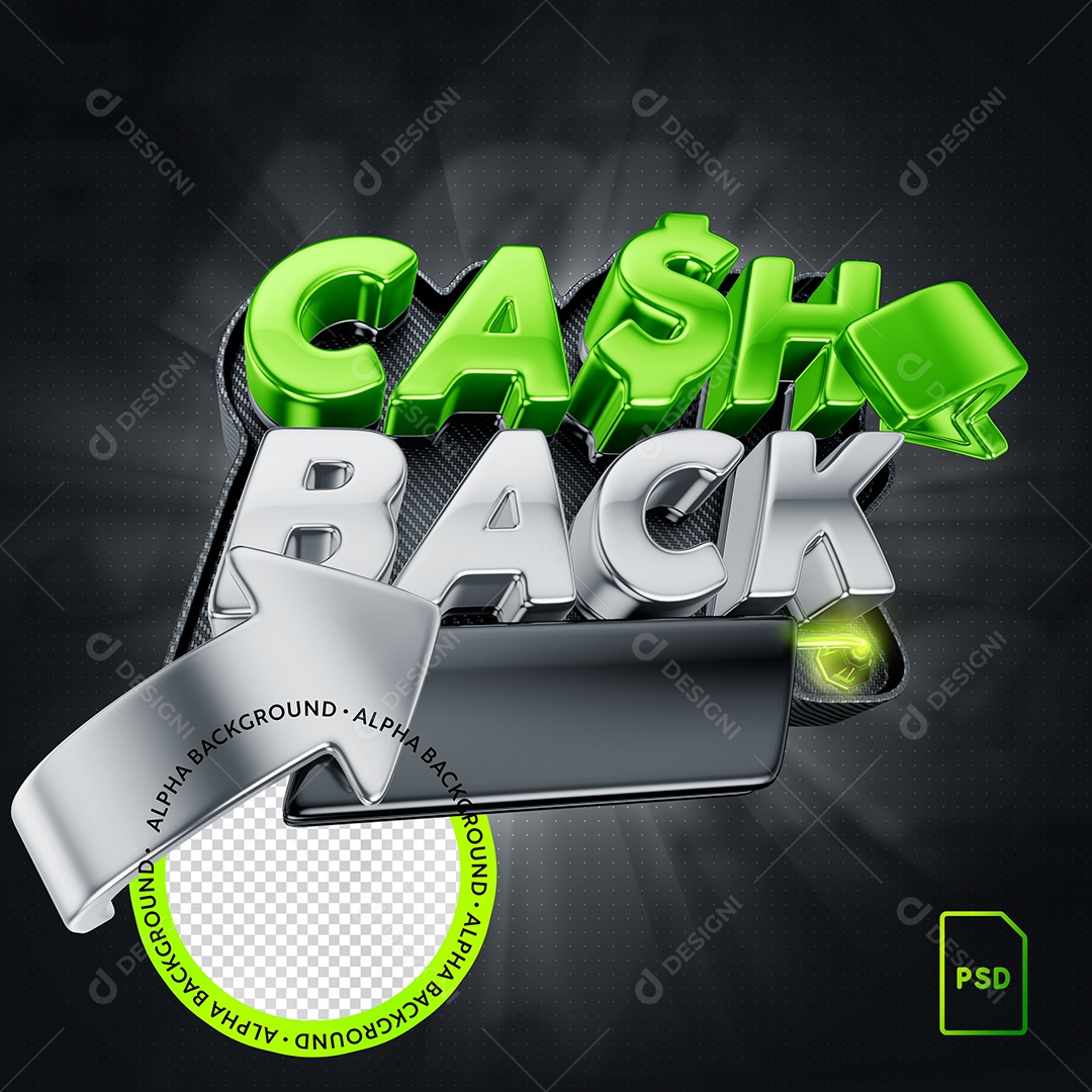 Selo 3D Cash Back Para Composição PSD