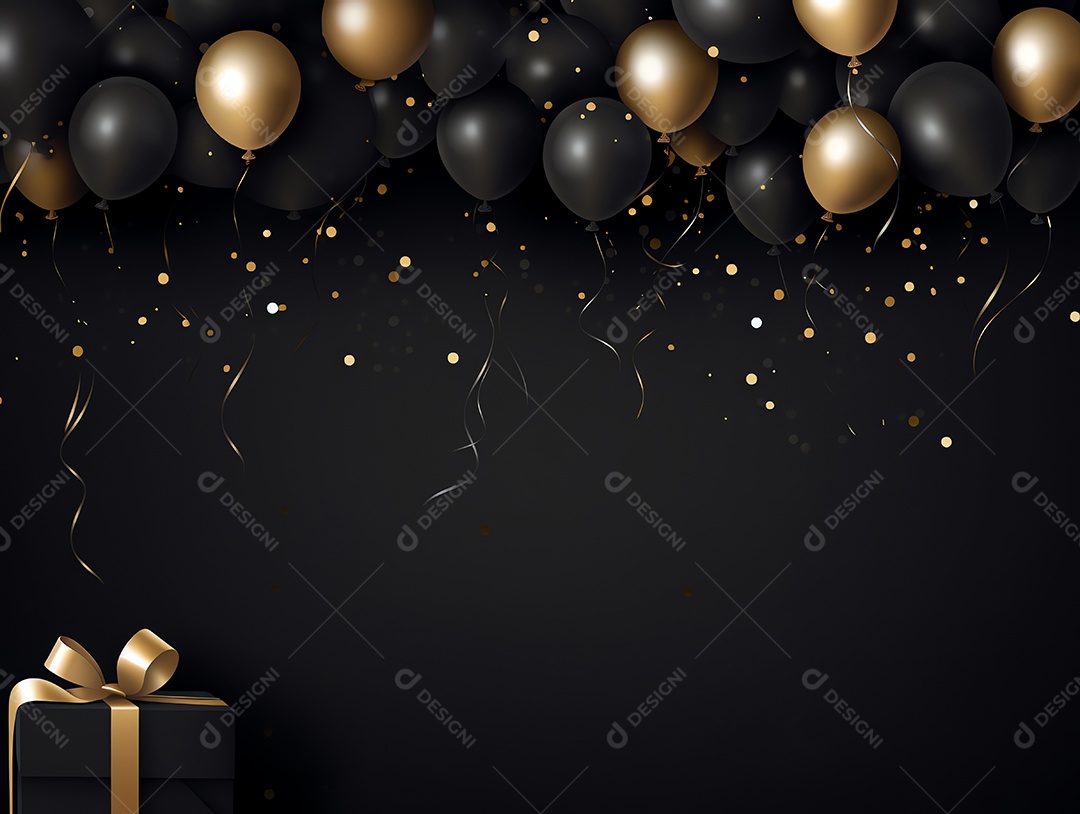 Cartaz de venda de sexta-feira negra com balões brilhantes com caixas de presente e fundo de moldura