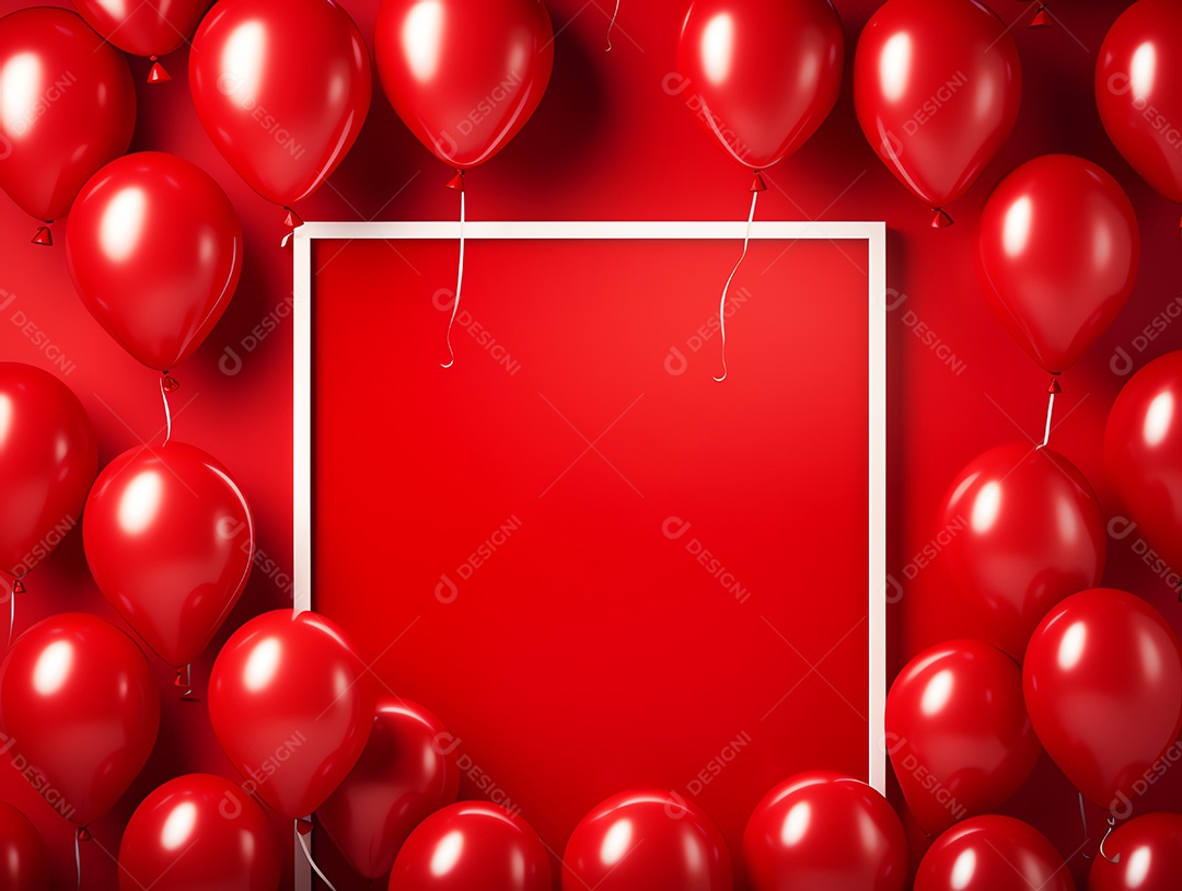 Cartaz de venda de sexta-feira negra com balões brilhantes com caixas de presente e moldura em fundo vermelho