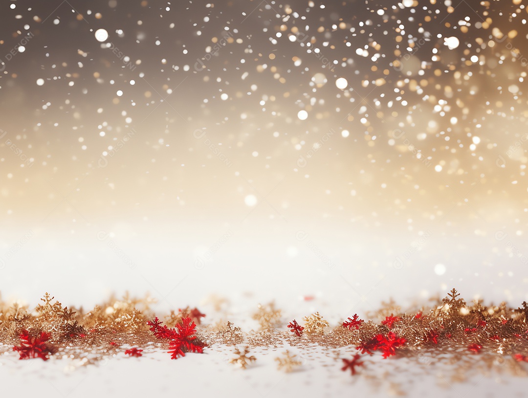 Neve abstrata caindo sobre fundo desfocado da paisagem de inverno, para design e modelo