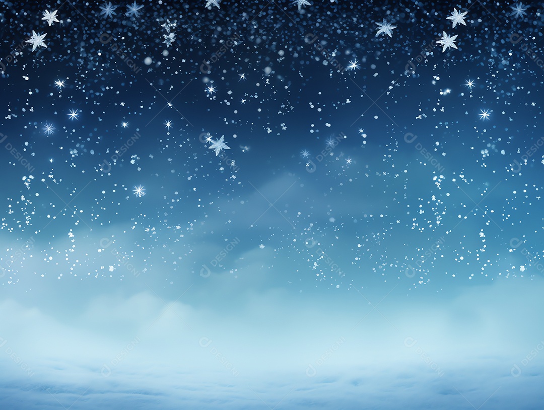 Neve abstrata caindo sobre fundo desfocado da paisagem de inverno, para design e modelo