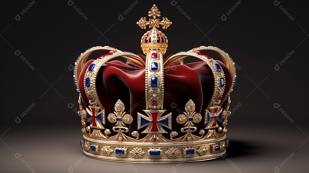 Linda coroa real brilhante na mesa