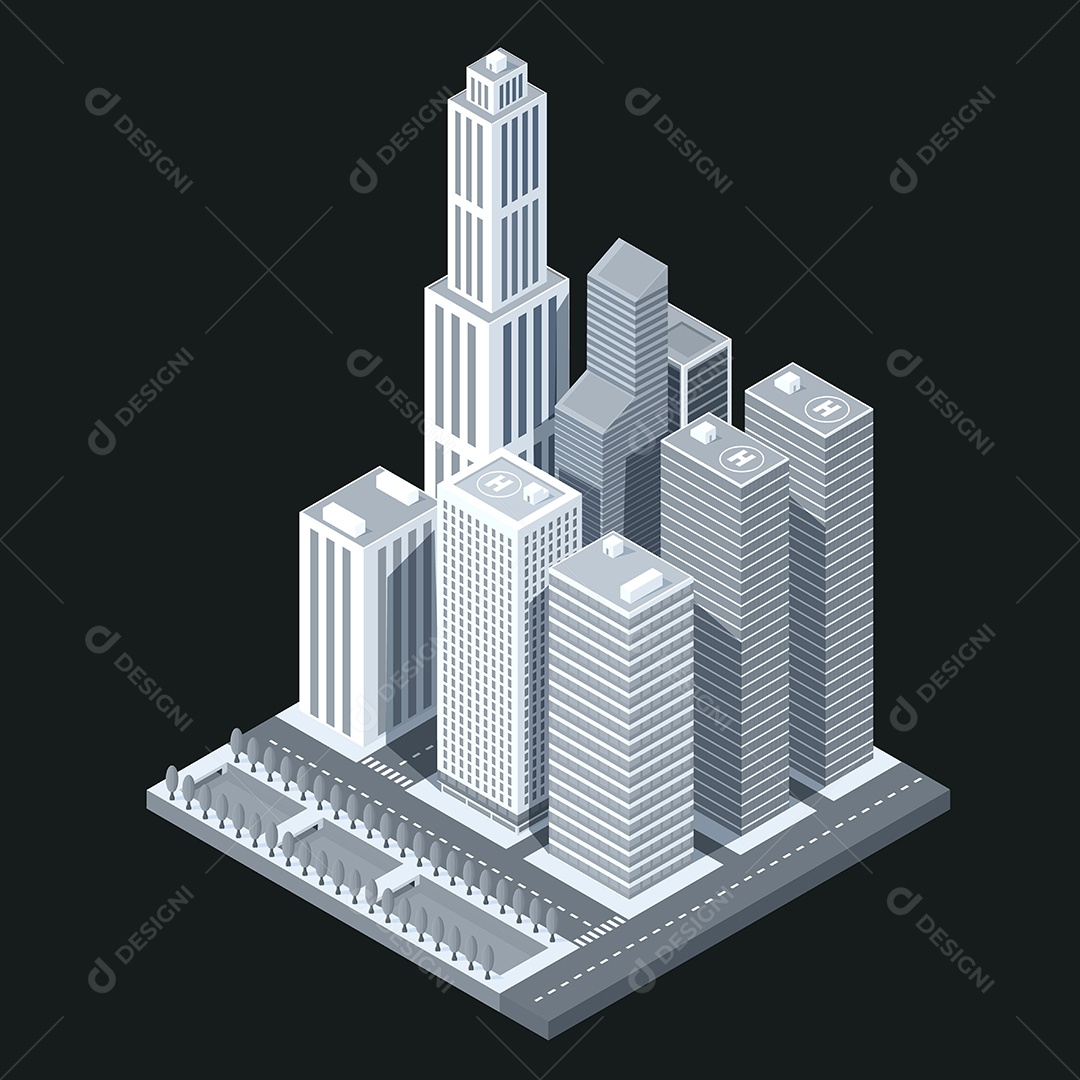 Mapa 3D de Cidade Ilustração Vetor EPS