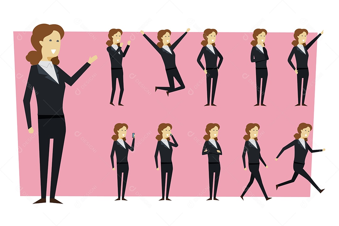 Mulher Empresária em Movimento Ilustração Vetor EPS