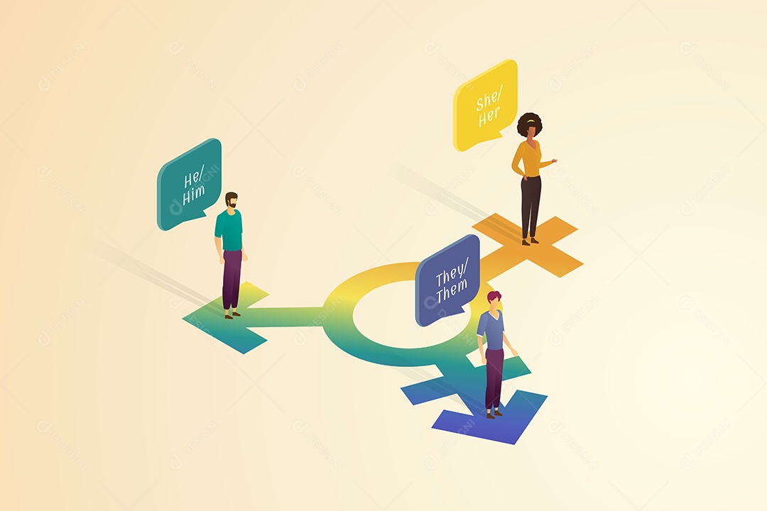 Pronomes de Gênero Em Balões de Fala Vetor EPS