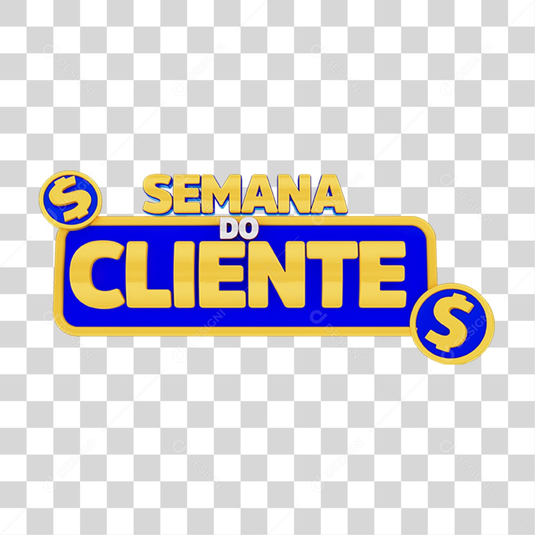 Selo 3D Semana do Cliente para Composição PNG Transparente