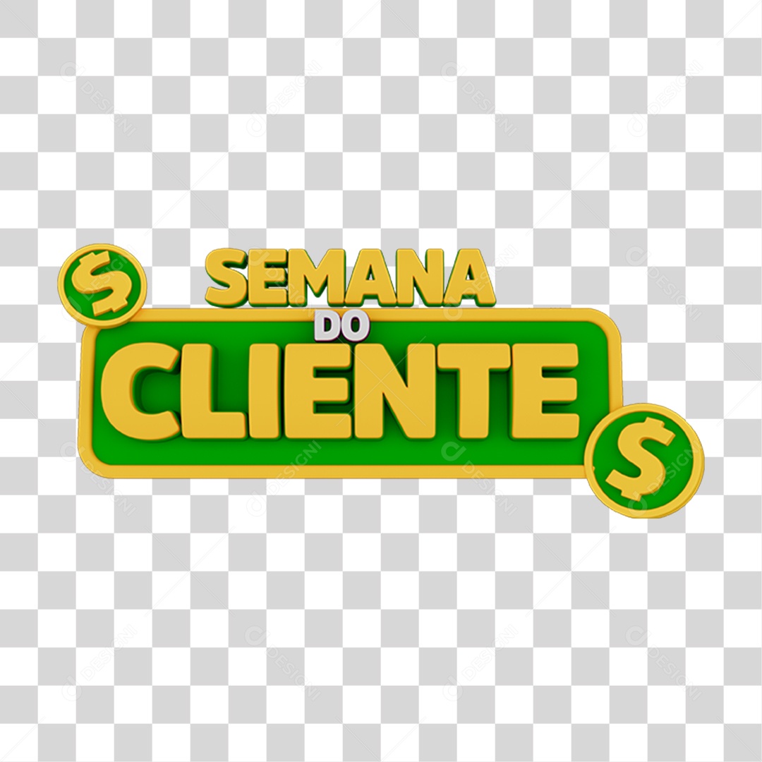 Selo 3D Semana do Cliente para Composição PNG Transparente